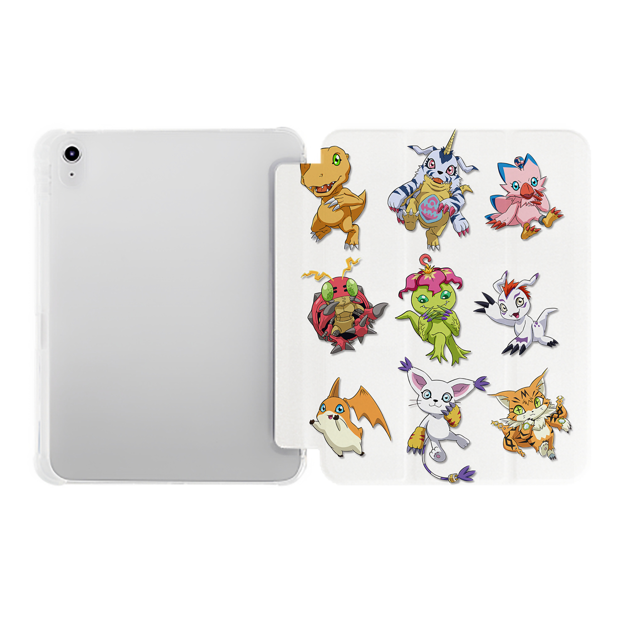 （画像用） Digimon デジタルモンスター/デジモン IPad ケース ペン収納付き 三つ折りスタンド PUレザー×シリコン 対応機種9.5/10.5/10.9インチ